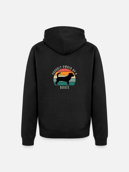 Rauhhaar Dackel Owned Retro Sunset - Unisex Premium Bio Zip Hoodie - Schwarz