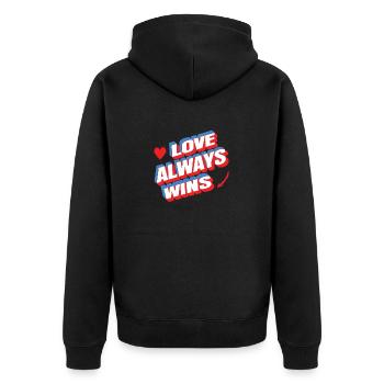 L’amour gagne toujours - Veste à capuche bio Premium Unisexe - noir - Dos - Nico (187cm)