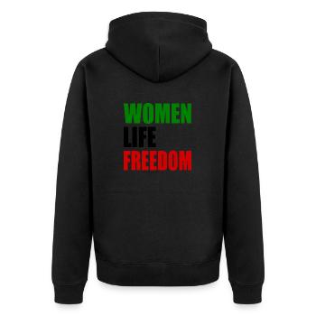 Women life freedom - Unisex Premium Bio Zip Hoodie - Schwarz - Hinten - Nico (187cm)