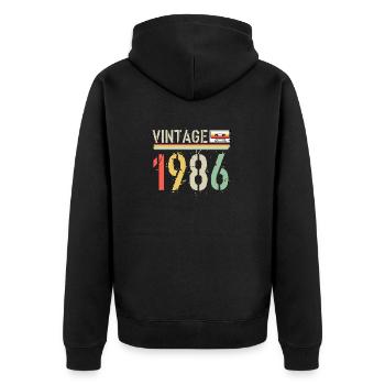 Vintage-Kassette 1986 - Unisex Premium Bio Zip Hoodie - Schwarz - Hinten - Nico (187cm)