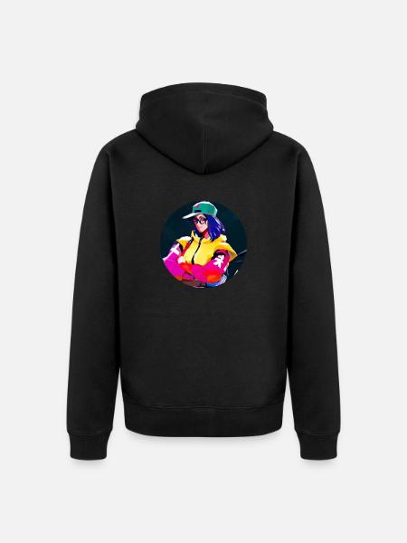 Heroine as anime - Unisex Premium Organic Zip Hoodie - black