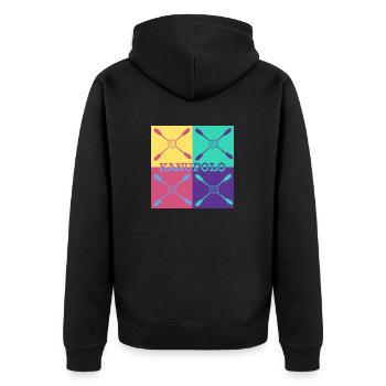 Kanupolo - stylisch und sportlich - Unisex Premium Bio Zip Hoodie - Schwarz - Hinten - Nico (187cm)