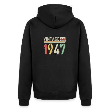 Cassette vintage 1947 - Veste à capuche bio Premium Unisexe - noir - Dos - Nico (187cm)