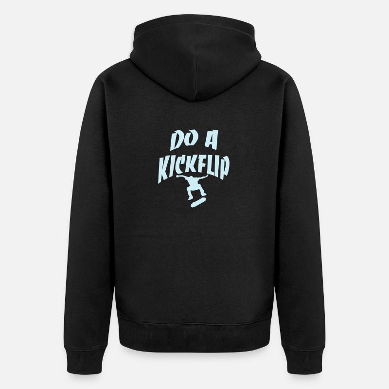 Machen Sie einen Kickflip Blue - Unisex Premium Bio Zip Hoodie - Schwarz