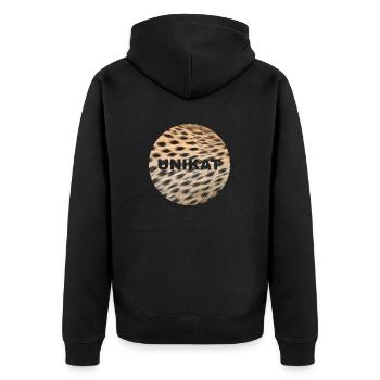 UNIKAT - Unisex Premium Bio Zip Hoodie - Schwarz - Hinten - Nico (187cm)
