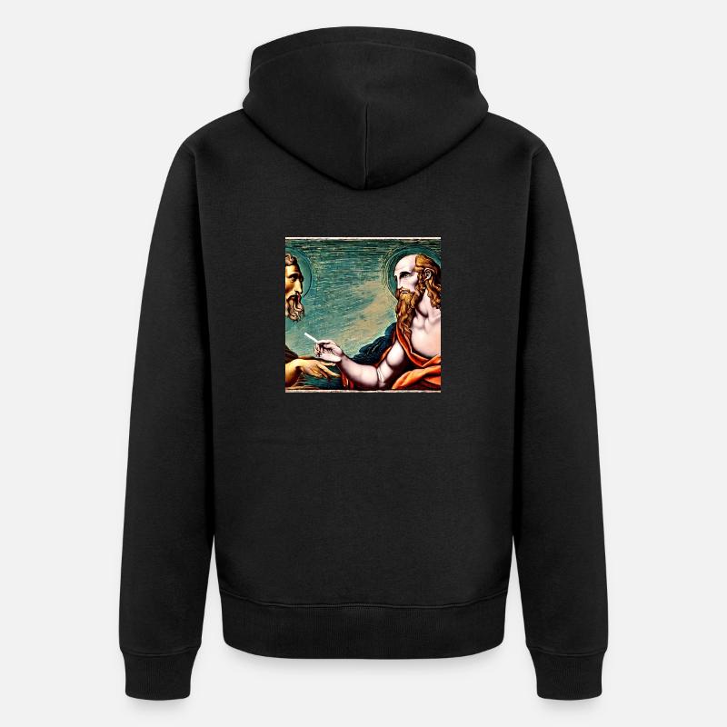 Apostel raucht eine Zigarette - Unisex Premium Bio Zip Hoodie - Schwarz