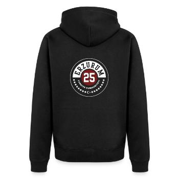 Erzurm - Unisex Premium Bio Zip Hoodie - Schwarz - Hinten - Nico (187cm)