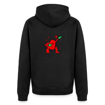 My heart dab - Unisex Premium Organic Zip Hoodie - black - Back - Nico (187cm)