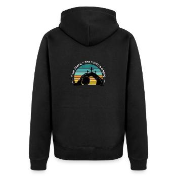 Wahre Geschichte das Grab ist leer - Unisex Premium Bio Zip Hoodie - Schwarz - Hinten - Nico (187cm)