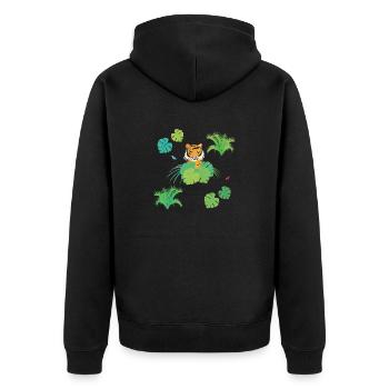 Tiger - Unisex Premium Organic Zip Hoodie - black - Back - Nico (187cm)