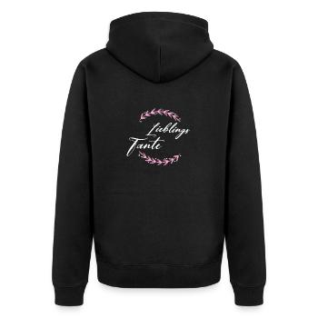 Lieblingstante - Unisex Premium Bio Zip Hoodie - Schwarz - Hinten - Nico (187cm)