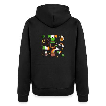 St Patrick's Day Elements - Unisex Premium Organic Zip Hoodie - black - Back - Nico (187cm)