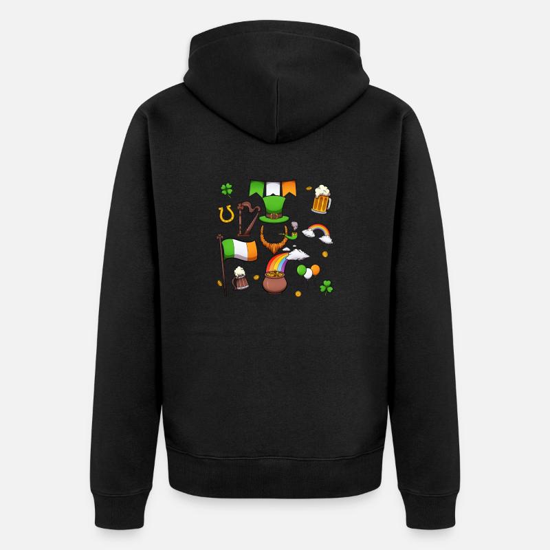 St Patrick's Day Elements - Unisex Premium Organic Zip Hoodie - black