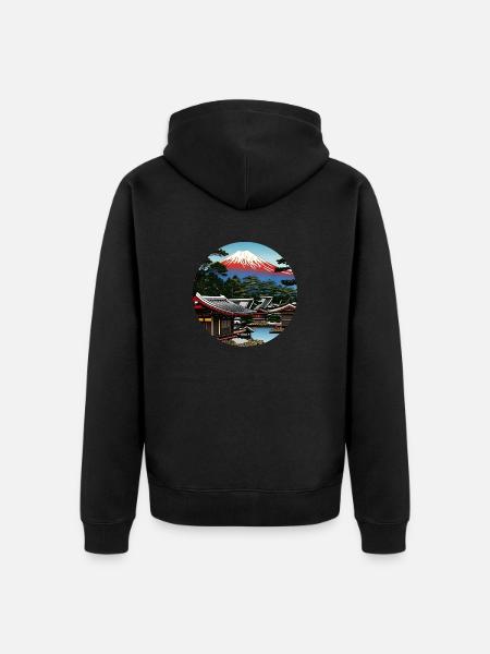 Mount Fuji in Digital Art - Unisex Premium Organic Zip Hoodie - black