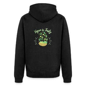 Vegan is tasty - Unisex Premium Organic Zip Hoodie - black - Back - Nico (187cm)