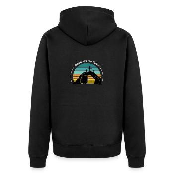 Weil er lebt - Unisex Premium Bio Zip Hoodie - Schwarz - Hinten - Nico (187cm)