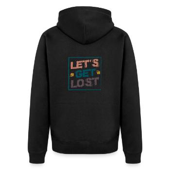 Let´s get Lost - Unisex Premium Bio Zip Hoodie - Schwarz - Hinten - Nico (187cm)