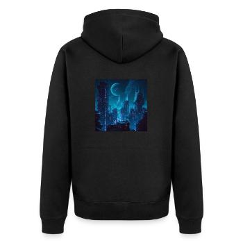Blue Night Futuristic City - Veste à capuche bio Premium Unisexe - noir - Dos - Nico (187cm)