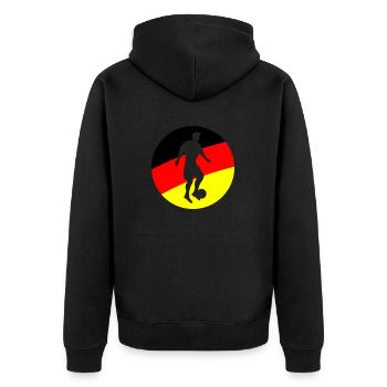 Fussballer Deutschland - Unisex Premium Bio Zip Hoodie - Schwarz - Hinten - Nico (187cm)