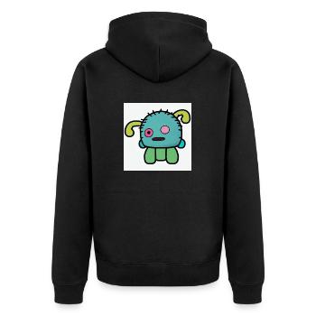 Pelzling - Unisex Premium Bio Zip Hoodie - Schwarz - Hinten - Nico (187cm)