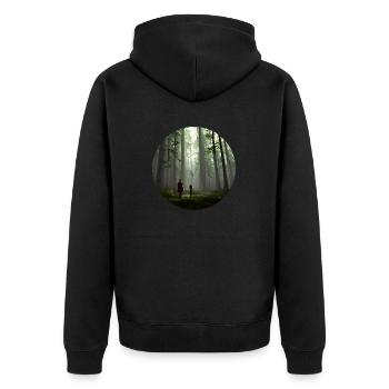 Mystischer Wald in Digital Art - Unisex Premium Bio Zip Hoodie - Schwarz - Hinten - Nico (187cm)