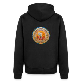 Elefant Boho Design in Digital Art - Unisex Premium Bio Zip Hoodie - Schwarz - Hinten - Nico (187cm)