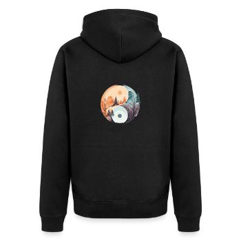 Ying Yang - Montagnes / Plage - Veste à capuche bio Premium Unisexe - noir - Dos - Nico (187cm)