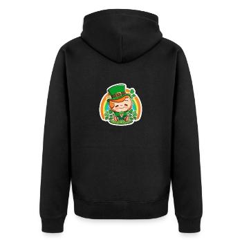 Saint Patrick's Day Holiday Sticker - Unisex Premium Organic Zip Hoodie - black - Back - Nico (187cm)