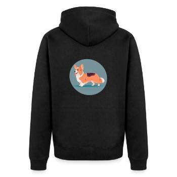 Gallois Corgi Pembroke Chien - Veste à capuche bio Premium Unisexe - noir - Dos - Nico (187cm)