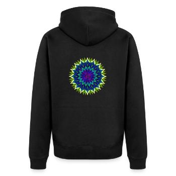 Mandala (jaune-vert) - Veste à capuche bio Premium Unisexe - noir - Dos - Nico (187cm)
