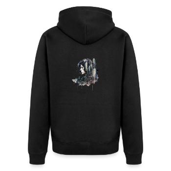 Anime No19 - Unisex Premium Bio Zip Hoodie - Schwarz - Hinten - Nico (187cm)