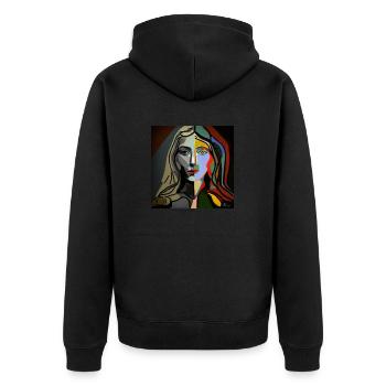 Picaso-Style Geschenk - Unisex Premium Bio Zip Hoodie - Schwarz - Hinten - Nico (187cm)