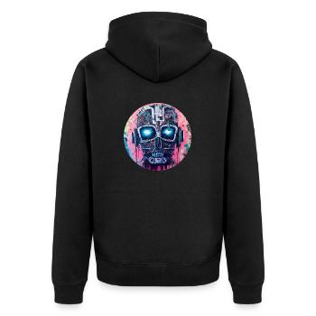 Cyber Robots - Unisex Premium Organic Zip Hoodie - black - Back - Nico (187cm)