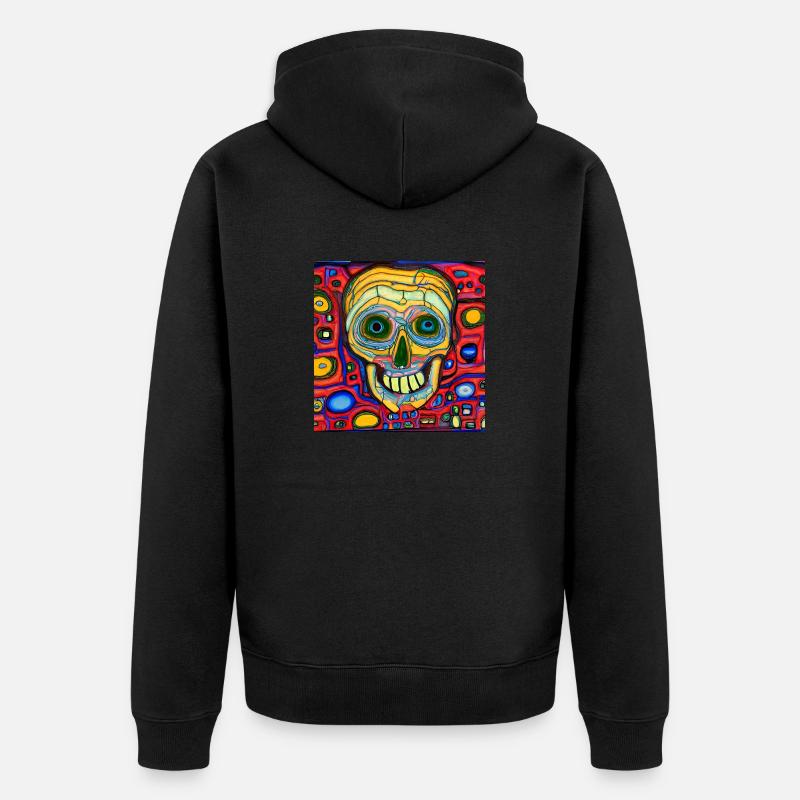 Farbiger Hintergrund mit Schädel - Unisex Premium Bio Zip Hoodie - Schwarz