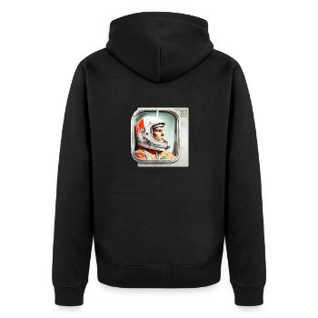 Retro Flash No42 - Unisex Premium Bio Zip Hoodie - Schwarz - Hinten - Nico (187cm)