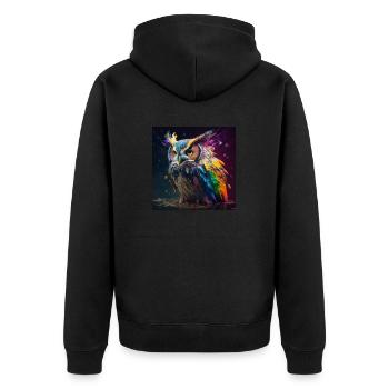 Hibou coloré, design unique - Veste à capuche bio Premium Unisexe - noir - Dos - Nico (187cm)