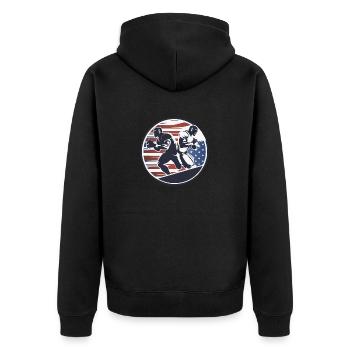 American Football - Spieler - Logo - Touchdown - Unisex Premium Bio Zip Hoodie - Schwarz - Hinten - Nico (187cm)