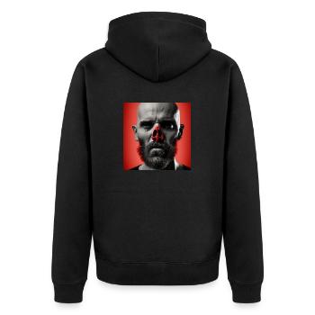 RedNose1 - Unisex Premium Bio Zip Hoodie - Schwarz - Hinten - Nico (187cm)