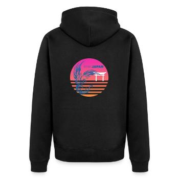 Phoenix Japan - Unisex Premium Bio Zip Hoodie - Schwarz - Hinten - Nico (187cm)