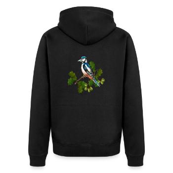 Bunter Vogel - Unisex Premium Bio Zip Hoodie - Schwarz - Hinten - Nico (187cm)