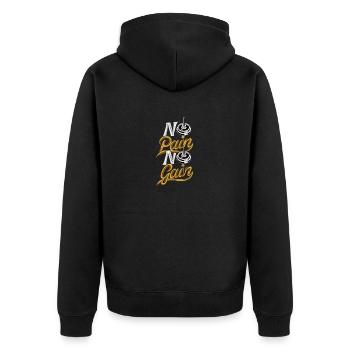 No Pain No Gain - Unisex Premium Organic Zip Hoodie - black - Back - Nico (187cm)