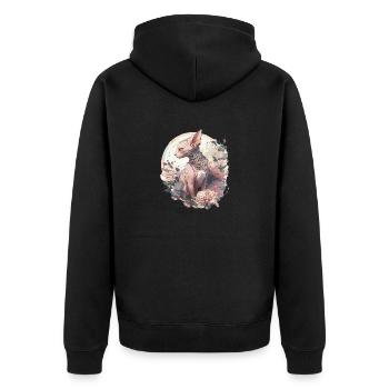 Japanese Cat Sphynx Nacktkatze - Unisex Premium Bio Zip Hoodie - Schwarz - Hinten - Nico (187cm)
