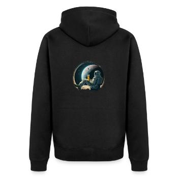 Astronaut relaxing with beer cool illustration - Unisex Premium Organic Zip Hoodie - black - Back - Nico (187cm)