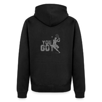 sport - Unisex Premium Bio Zip Hoodie - Schwarz - Hinten - Nico (187cm)