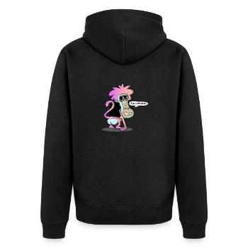 Baboon FullMoon - Unisex Premium Bio Zip Hoodie - Schwarz - Hinten - Nico (187cm)