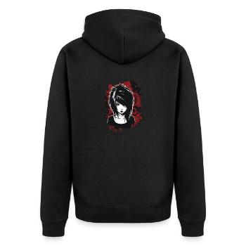 emo girl Sticker - Unisex Premium Bio Zip Hoodie - Schwarz - Hinten - Nico (187cm)