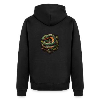 Schlange - Unisex Premium Bio Zip Hoodie - Schwarz - Hinten - Nico (187cm)