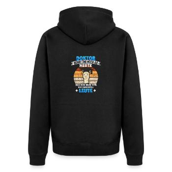 Doktortitel lama promotionshut Spruch Geschenkidee - Unisex Premium Bio Zip Hoodie - Schwarz - Hinten - Nico (187cm)