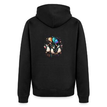 Lustige coole Pinguin Party - Unisex Premium Bio Zip Hoodie - Schwarz - Hinten - Nico (187cm)