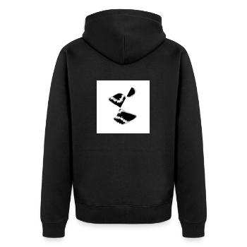confused - Unisex Premium Organic Zip Hoodie - black - Back - Nico (187cm)